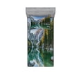 thumbnail image 1 of Ambesonne Nature Fitted Sheet & Pillow Sham Set, Fall View Lake Mountain, Twinxl, Green Grey, 1 of 2