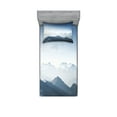 thumbnail image 1 of Ambesonne Nature Fitted Sheet & Pillow Sham Set, Foggy Morning Mountain, Twinxl, Pale Blue, 1 of 2
