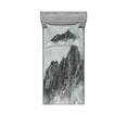 thumbnail image 1 of Ambesonne Nature Fitted Sheet & Pillow Sham Set, Foggy Mountain Peak, Twin, White Grey, 1 of 2