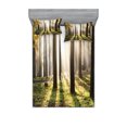 thumbnail image 1 of Ambesonne Nature Fitted Sheet & Pillow Sham Set, Forest Leaves at Sunrise, Queen, Yellow Green Brown, 1 of 2
