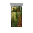 thumbnail image 1 of Ambesonne Nature Fitted Sheet & Pillow Sham Set, Forest Path View, Twin, Green Yellow, 1 of 2