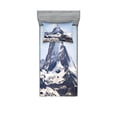 thumbnail image 1 of Ambesonne Nature Fitted Sheet & Pillow Sham Set, Glacier Summit Scenery, Twin, Blue White Black, 1 of 2