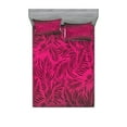 thumbnail image 1 of Ambesonne Nature Fitted Sheet & Pillow Sham Set, Hawaiian Island Palms, Queen, Magenta Black, 1 of 2