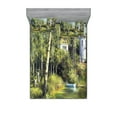 thumbnail image 1 of Ambesonne Nature Fitted Sheet & Pillow Sham Set, House in Forest, Full, Green, 1 of 2