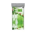 thumbnail image 1 of Ambesonne Nature Fitted Sheet & Pillow Sham Set, Ladybug on Water Image, Twinxl, Red Green, 1 of 2