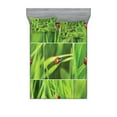 thumbnail image 1 of Ambesonne Nature Fitted Sheet & Pillow Sham Set, Ladybug over Fresh Grass, Full, Green Red, 1 of 2