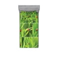 thumbnail image 1 of Ambesonne Nature Fitted Sheet & Pillow Sham Set, Ladybug over Fresh Grass, Twinxl, Green Red, 1 of 3