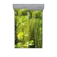 thumbnail image 1 of Ambesonne Nature Fitted Sheet & Pillow Sham Set, Leaf Branches Woodland, Queen, Lime Green Brown, 1 of 2