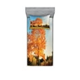 thumbnail image 1 of Ambesonne Nature Fitted Sheet & Pillow Sham Set, Maple Tree in Autumn, Twin, Orange Blue, 1 of 2