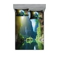 thumbnail image 1 of Ambesonne Nature Fitted Sheet & Pillow Sham Set, Mountain Sky Scenery, Full, Multicolor, 1 of 2