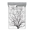 thumbnail image 1 of Ambesonne Nature Fitted Sheet & Pillow Sham Set, Old Withered Oak Leaf, Queen, Charcoal Grey White, 1 of 2