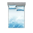 thumbnail image 1 of Ambesonne Nature Fitted Sheet & Pillow Sham Set, Peaceful Fluffy Clouds, Full, Blue White, 1 of 2