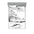 thumbnail image 1 of Ambesonne Nature Fitted Sheet & Pillow Sham Set, Pine Forest Countryside, Full, Black White, 1 of 2