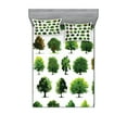 thumbnail image 1 of Ambesonne Nature Fitted Sheet & Pillow Sham Set, Pines Planes Bushes Tree, Full, White and Green, 1 of 2