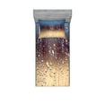 thumbnail image 1 of Ambesonne Nature Fitted Sheet & Pillow Sham Set, Rainy Day Window Effect, Twinxl, Blue Tan Brown, 1 of 2