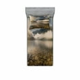 thumbnail image 1 of Ambesonne Nature Fitted Sheet & Pillow Sham Set, Reflections on Lake, Twin, Grey and White, 1 of 3