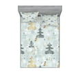 thumbnail image 1 of Ambesonne Nature Fitted Sheet & Pillow Sham Set, Retro Soft Pine Tree, Queen, Blue Grey and Dark Mustard, 1 of 2