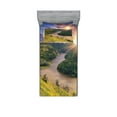 thumbnail image 1 of Ambesonne Nature Fitted Sheet & Pillow Sham Set, Rising Sun Calm River, Twin, Multicolor, 1 of 2