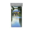 thumbnail image 1 of Ambesonne Nature Fitted Sheet & Pillow Sham Set, River Bridge Town Trees, Twin, Green Blue, 1 of 2