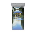 thumbnail image 1 of Ambesonne Nature Fitted Sheet & Pillow Sham Set, River Bridge Town Trees, Twinxl, Green Blue, 1 of 2