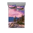 thumbnail image 1 of Ambesonne Nature Fitted Sheet & Pillow Sham Set, Secret Paradise Forest, Queen, Grey Pink, 1 of 2