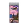 thumbnail image 1 of Ambesonne Nature Fitted Sheet & Pillow Sham Set, Secret Paradise Forest, Twinxl, Grey Pink, 1 of 2