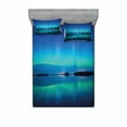 thumbnail image 1 of Ambesonne Nature Fitted Sheet & Pillow Sham Set, Sky Scenery Lake, Queen, Violet Blue, 1 of 2