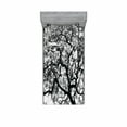 thumbnail image 1 of Ambesonne Nature Fitted Sheet & Pillow Sham Set, Spooky Black Tree Branch, Twinxl, Black and White, 1 of 2