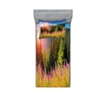 thumbnail image 1 of Ambesonne Nature Fitted Sheet & Pillow Sham Set, Spring Flowers Mountain, Twinxl, Green Pink, 1 of 2