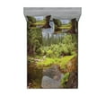 thumbnail image 1 of Ambesonne Nature Fitted Sheet & Pillow Sham Set, Spring Forest Mountain, Full, Green, 1 of 3