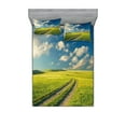 thumbnail image 1 of Ambesonne Nature Fitted Sheet & Pillow Sham Set, Spring Rural Country, Full, Apple Green Dark Blue, 1 of 2