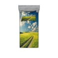 thumbnail image 1 of Ambesonne Nature Fitted Sheet & Pillow Sham Set, Spring Rural Country, Twinxl, Apple Green Dark Blue, 1 of 2