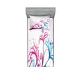 thumbnail image 1 of Ambesonne Nature Fitted Sheet & Pillow Sham Set, Spring Style Design, Twinxl, Lilac Pink Sky Blue, 1 of 2