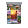 thumbnail image 1 of Ambesonne Nature Fitted Sheet & Pillow Sham Set, Summer Home Landscape, Queen, Red Yellow Green, 1 of 2