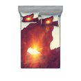 thumbnail image 1 of Ambesonne Nature Fitted Sheet & Pillow Sham Set, Sunrise American Desert, Queen, Orange, 1 of 2