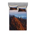 thumbnail image 1 of Ambesonne Nature Fitted Sheet & Pillow Sham Set, Sunrise Mountains, Full, Multicolor, 1 of 2