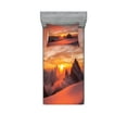 thumbnail image 1 of Ambesonne Nature Fitted Sheet & Pillow Sham Set, Sunrise in Swiss Alps, Twinxl, White and Yellow, 1 of 2