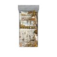 thumbnail image 1 of Ambesonne Nature Fitted Sheet & Pillow Sham Set, Swimming Swans in River, Twinxl, Multicolor, 1 of 2