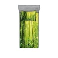 thumbnail image 1 of Ambesonne Nature Fitted Sheet & Pillow Sham Set, Tropical Amazon Forest, Twin, Forest Green Pale Green, 1 of 2