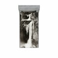 thumbnail image 1 of Ambesonne Nature Fitted Sheet & Pillow Sham Set, Waterfalls in Yosemite, Twinxl, Black White, 1 of 2