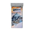 thumbnail image 1 of Ambesonne Nature Fitted Sheet & Pillow Sham Set, Winter Season Mountain, Twinxl, Orange White, 1 of 2