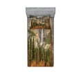 thumbnail image 1 of Ambesonne Nature Fitted Sheet & Pillow Sham Set, Yosemite Falls Trees, Twin, Orange Green, 1 of 2