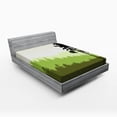 thumbnail image 1 of Ambesonne Nature Fitted Sheet, Pine Tree Silihouette, Full Size, Lime Green Army Green, 1 of 2
