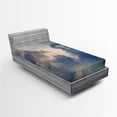 thumbnail image 1 of Ambesonne Nature Fitted Sheet, Rain Storm Clouds Sky, Twin Size, Blue White, 1 of 3