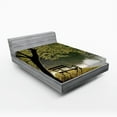 thumbnail image 1 of Ambesonne Nature Fitted Sheet, Resting at Riverside, Queen Size, Green, 1 of 2