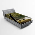 thumbnail image 1 of Ambesonne Nature Fitted Sheet, Resting at Riverside, Twin XL Size, Green, 1 of 2