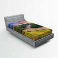 thumbnail image 1 of Ambesonne Nature Fitted Sheet, Rising Sun Calm River, Twin XL Size, Multicolor, 1 of 2