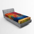 thumbnail image 1 of Ambesonne Nature Fitted Sheet, Seasonal Art Picture, Twin Size, Vermilion Navy Blue, 1 of 2