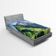 thumbnail image 1 of Ambesonne Nature Fitted Sheet, Spring Scene Mountain, Twin Size, Green Blue, 1 of 2