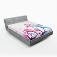 thumbnail image 1 of Ambesonne Nature Fitted Sheet, Spring Style Design, Queen Size, Lilac Pink Sky Blue, 1 of 2